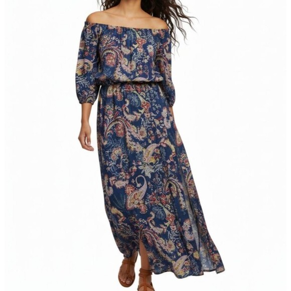 Bisou Bisou Dresses & Skirts - Bisou NEW Michelle Bohbot Paisley Maxi Dress Women 16 Off the Shoulders $86